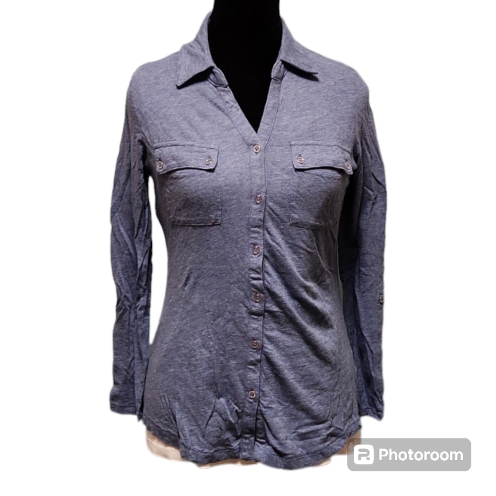 Liz Claiborne - petite medium button-down blue g…